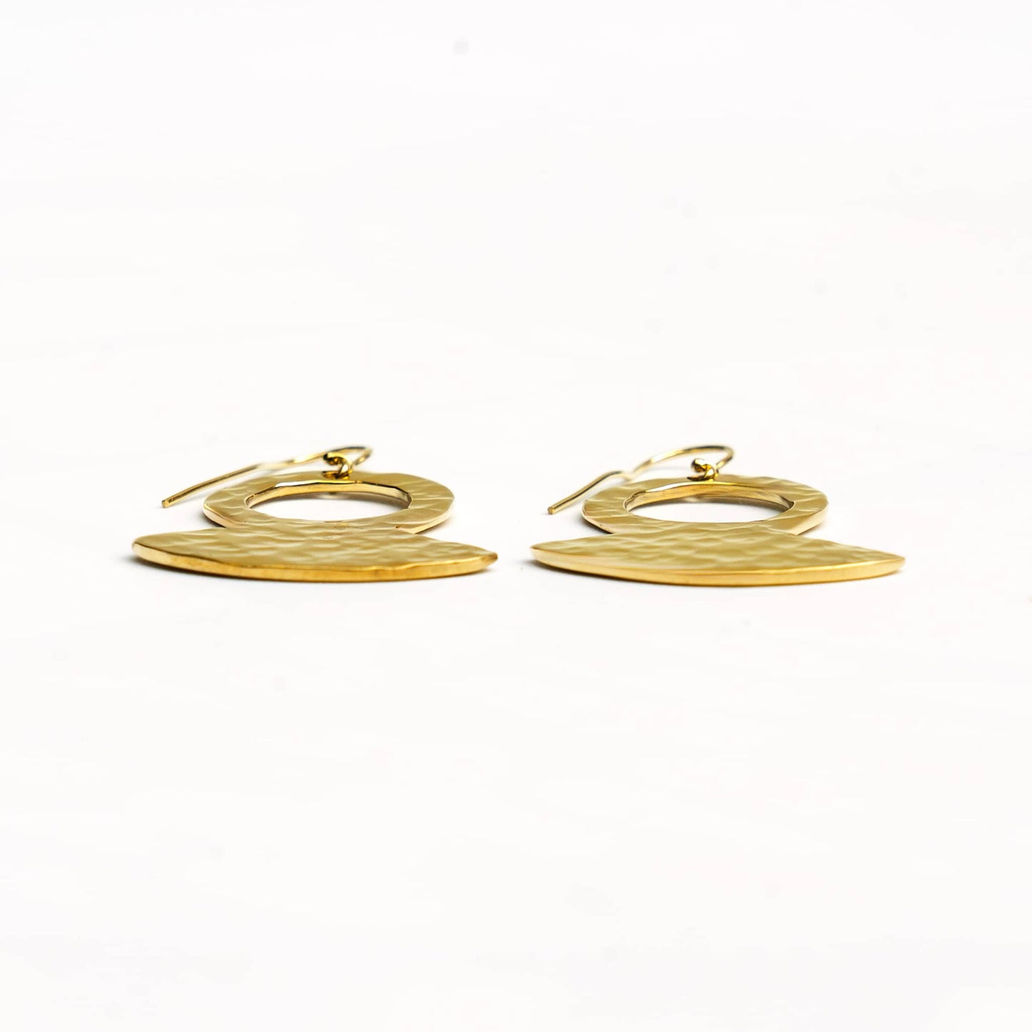 Hammered Brass Teardrop Pendant Earrings | Juba