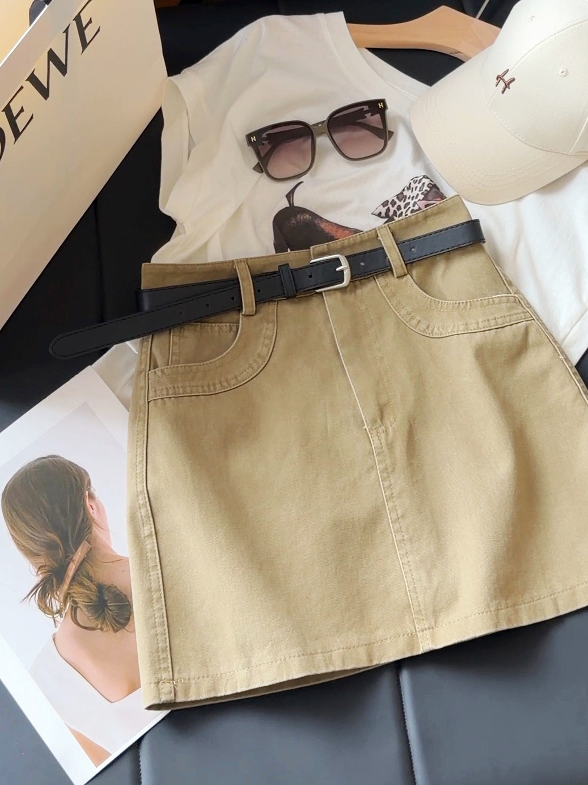Korean Retro Easy Matching Washing Water Denim Skirt Women Summer High Waist Slimming Hip Wrapped Sexy A line Skirt