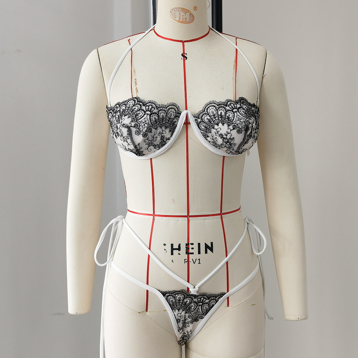 Solid Color Push up Lace Tube Top Strap Sexy Bikini Split Swimsuit Women