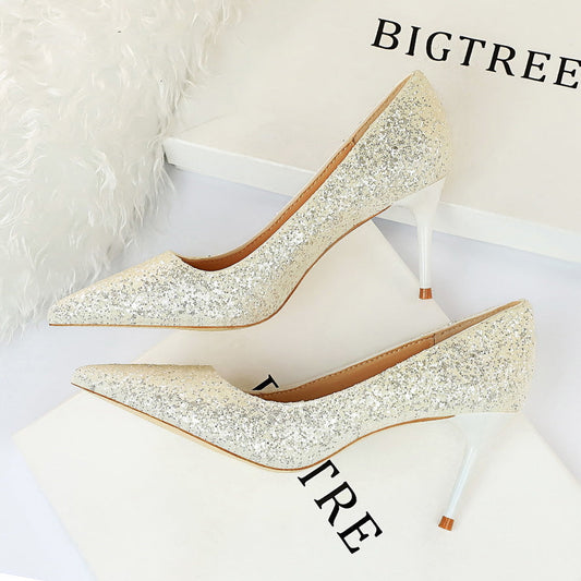 Sexy Nightclubs Thinner High Heels Women Shoes Stiletto Heel Sparkle Sequ Pumps