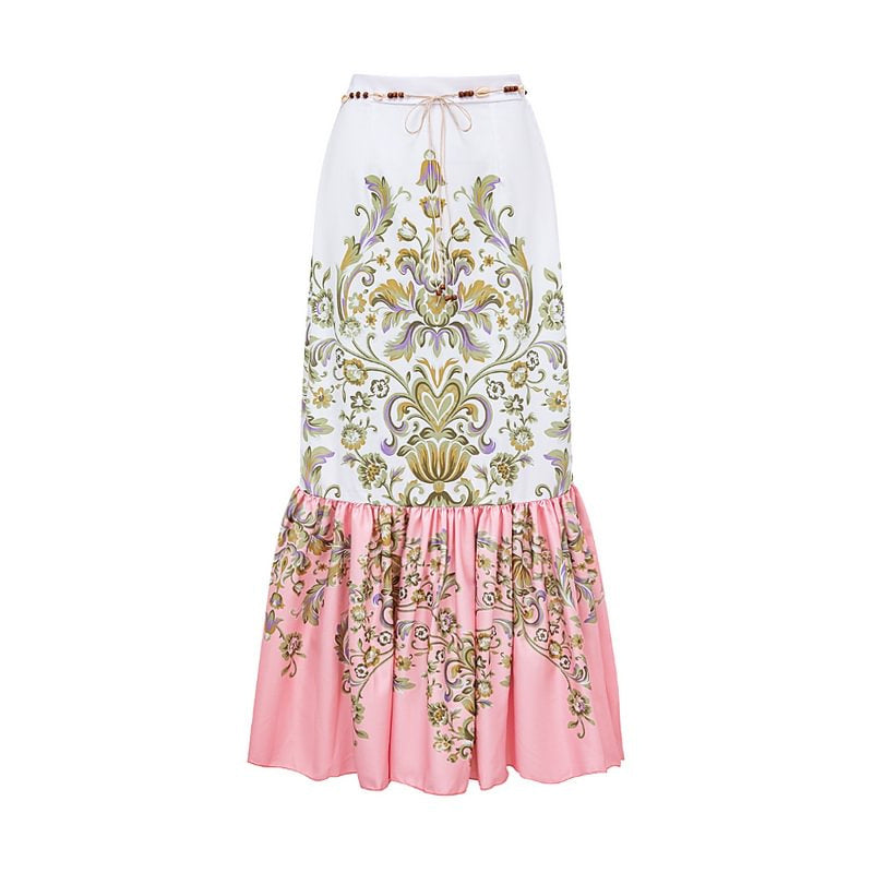 Ruffled One Piece Swimsuit Women Beach Vacation Skirt Swimsuit