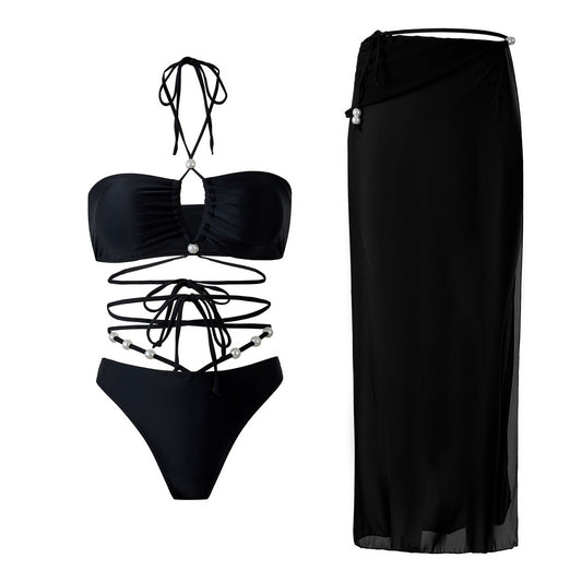 Bikini Two Piece Solid Color Sexy Swimsuit Women