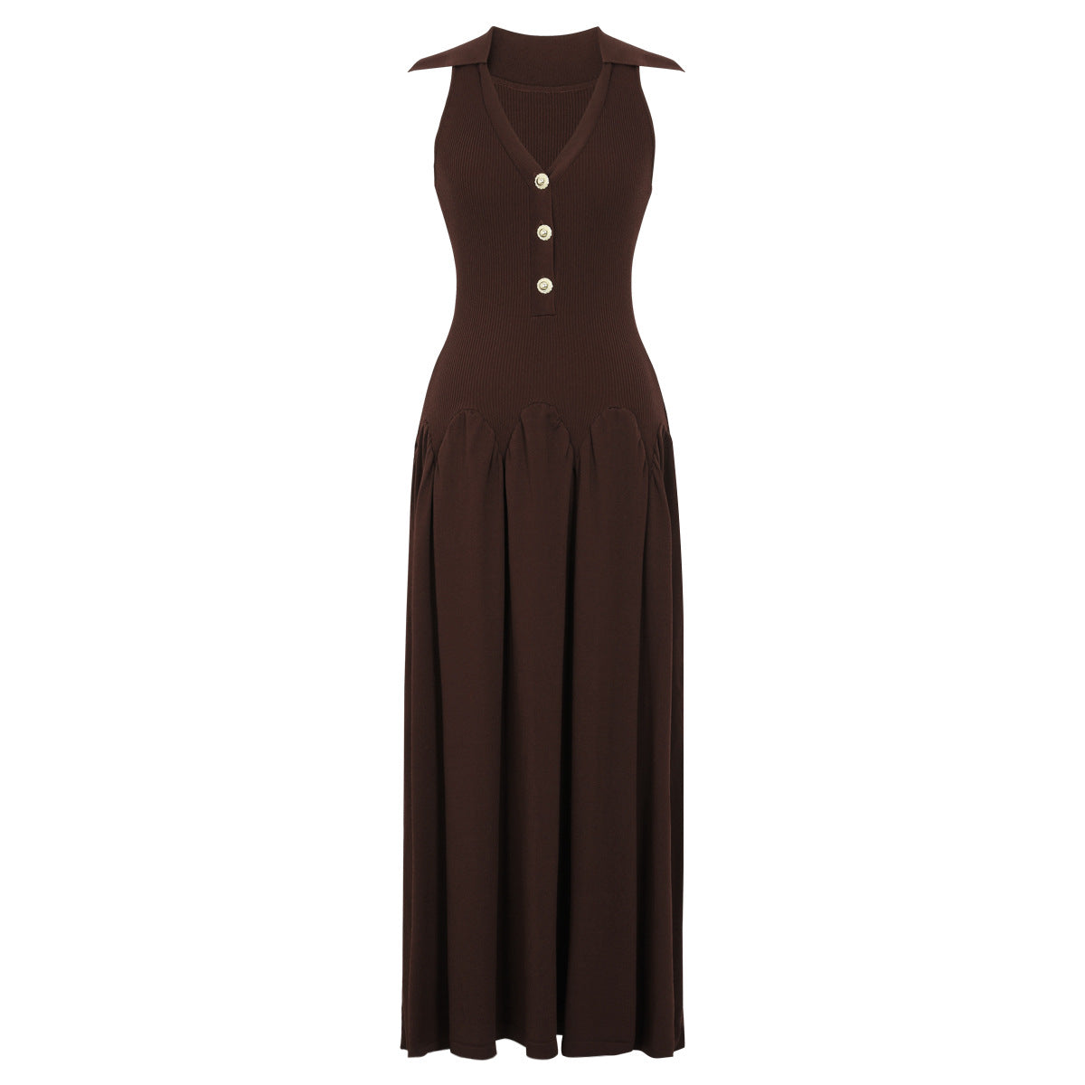 Summer Sleeveless Slim Fit Long Knitted Dress V neck Lady Maxi Dress