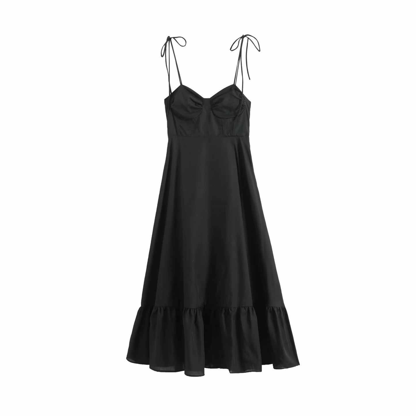 Summer Women Clothing Laminated Decoration Poplin Sleeveless Sling Dress Slimming