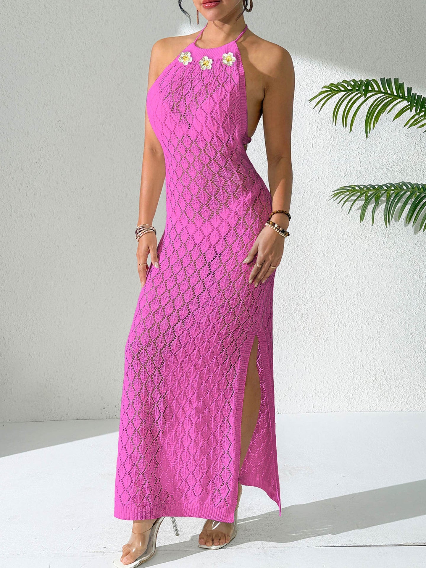 Beach Dress Sexy Vacation Cutout Blouse Sexy Backless Dress Bandage with Dress