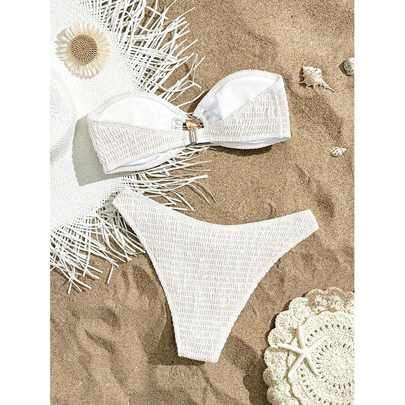 Solid Color Tied Bikini Sexy Split Swimsuit Women Beach Bikini Swimsuit