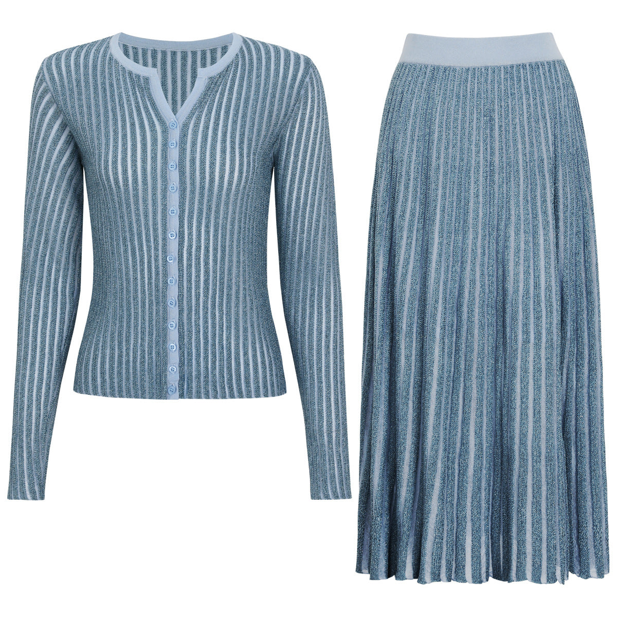 Autumn Trending Knitted Women Jacket Skirt Two Piece Sets