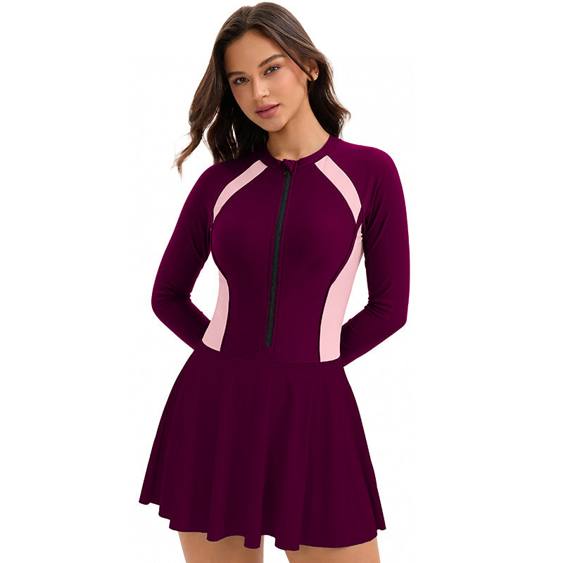 Swimsuit Women Sports Dress Long Sleeved Sunscreen Conservative Swimsuit