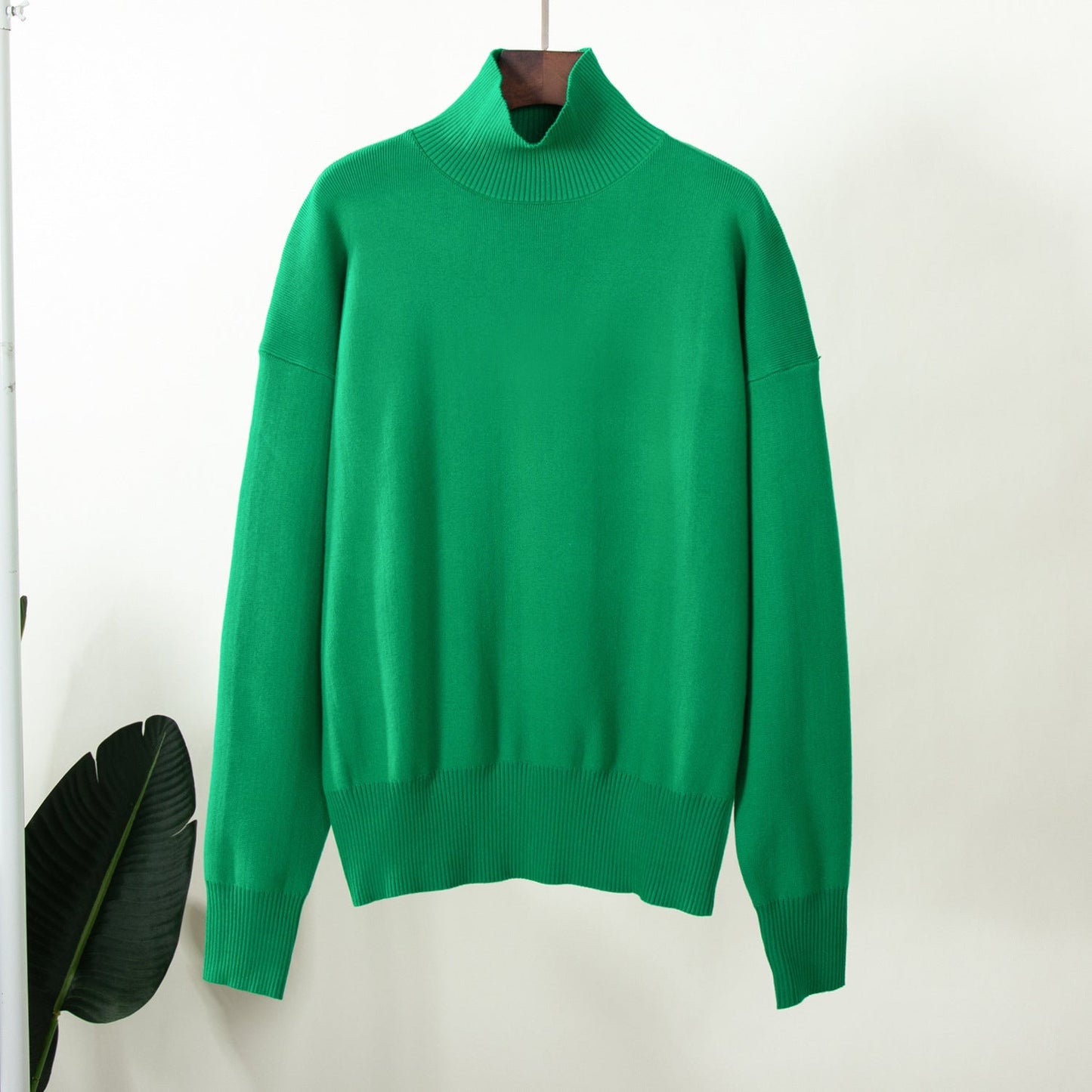 Half Turtleneck Knitted Sweater Autumn Winter Trends All Matching Loose Warm Mock Neck Sweater