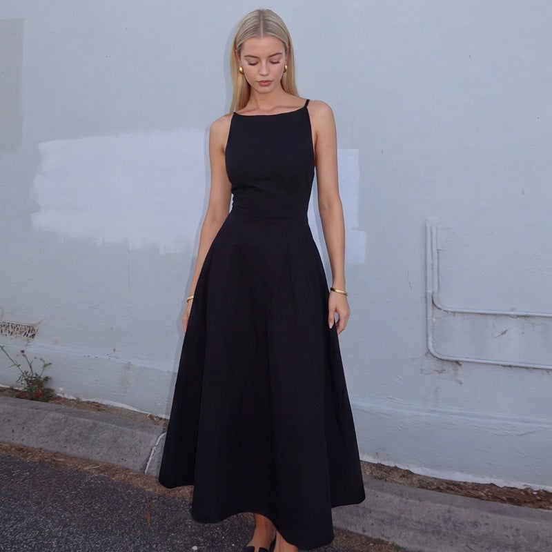 Summer Women Camisole Backless Waist Trimming Display Dress