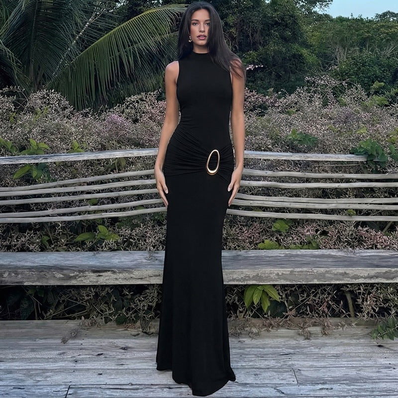Women Clothing High Waist Twisted Sexy Backless Sheath Dress
