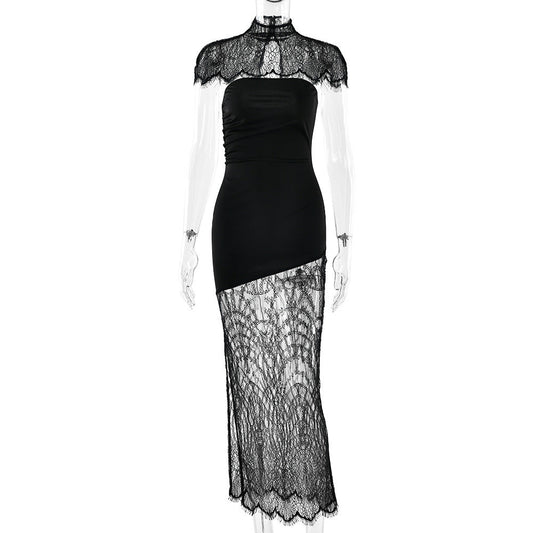 Arrival Lace Cappa Tube Top Dress Sexy Slim Fit Backless Split Dress Women