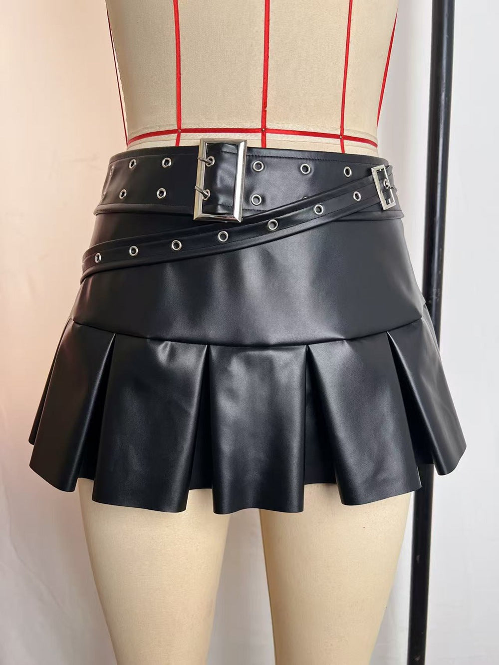 Women Sexy Zipper Pleated Skirt