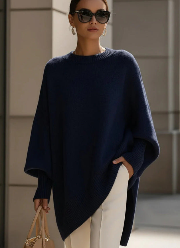 Autumn Winter round Neck Pullover Sweater Women Loose Lazy Solid Color Women Sweater