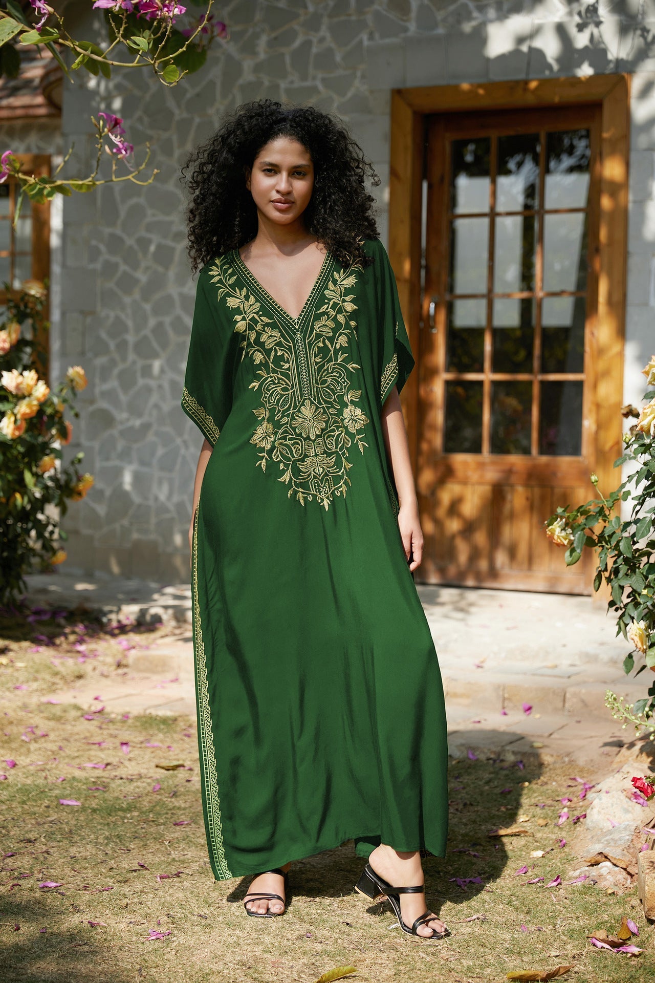 Embroidered Holiday Maxi Dress Seaside Beach Cover up Casual Dress Beach Cover Up Women