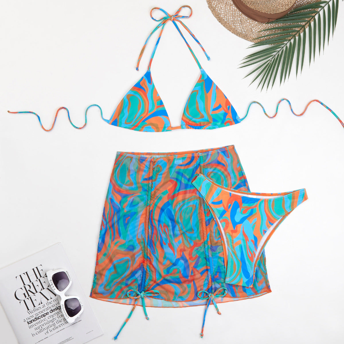 Swimsuit Women Split Three Piece Tie Dyed Printed Bikini Swimsuit