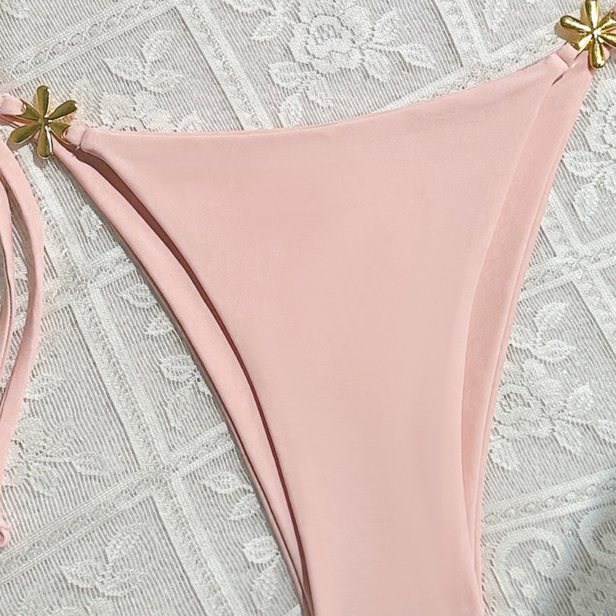 Sexy Exposed Back Women Summer Beach Solid Color Bikini