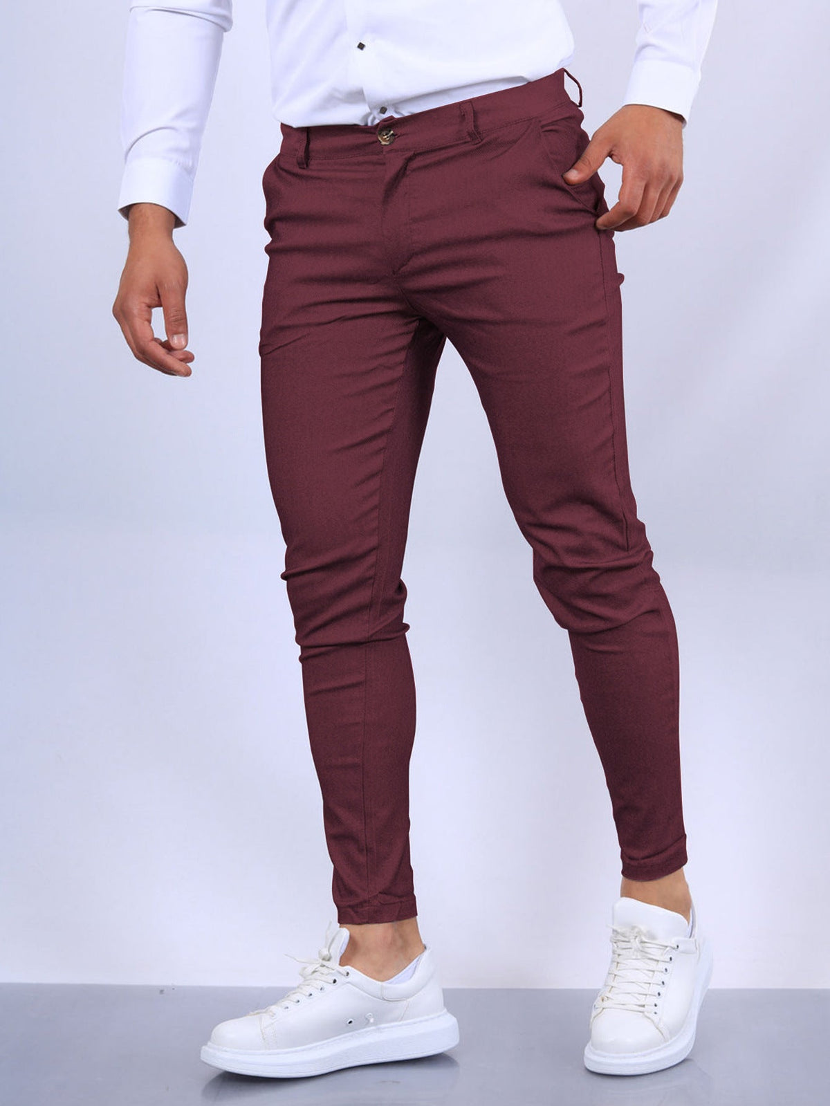 š Men's Slim Fit Button Trousers ā Versatile Office & Casual Wear