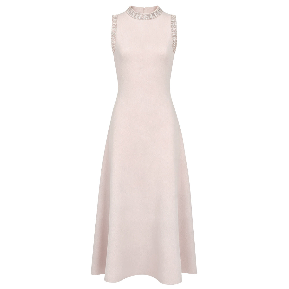 Summer Ladies Internet Celebrity Fashionable Knitted Sleeveless Heavy Industry Beads Dress Women