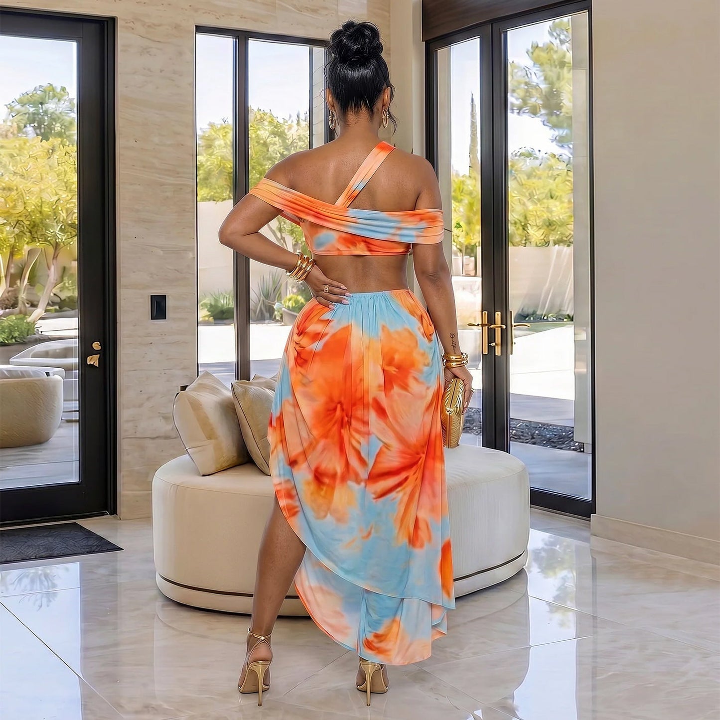Women Clothing Early Summer Sexy Exquisite Beach Print Dress