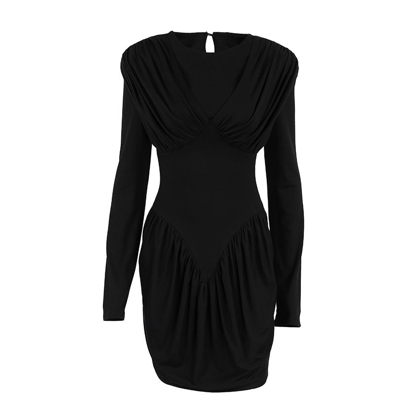 Niche Black Elegant Dress Slim Waist Spring Women Clothing