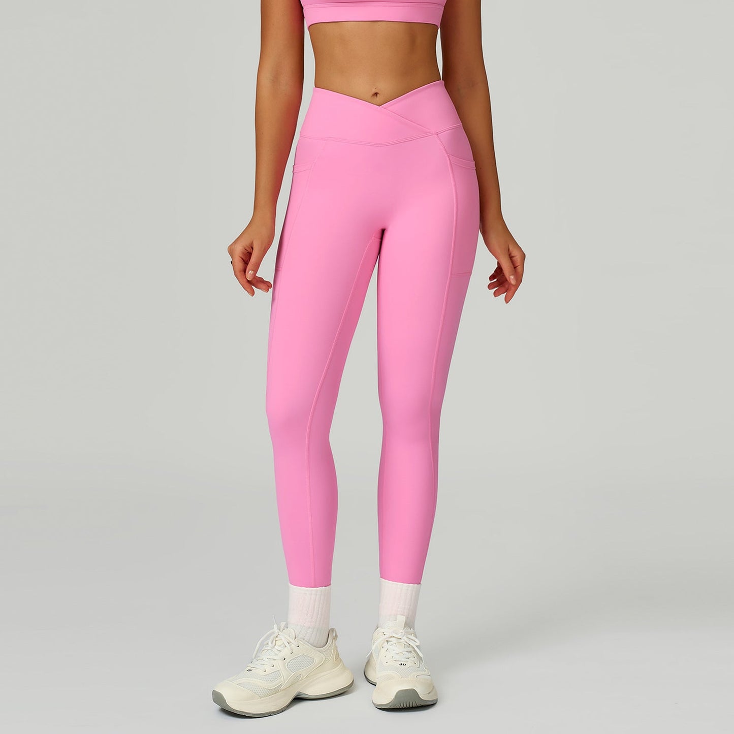 Nude Feel High Waist Yoga Pants Cross Waist Fitness Yoga Pants Women Outdoor Sports Running Tights