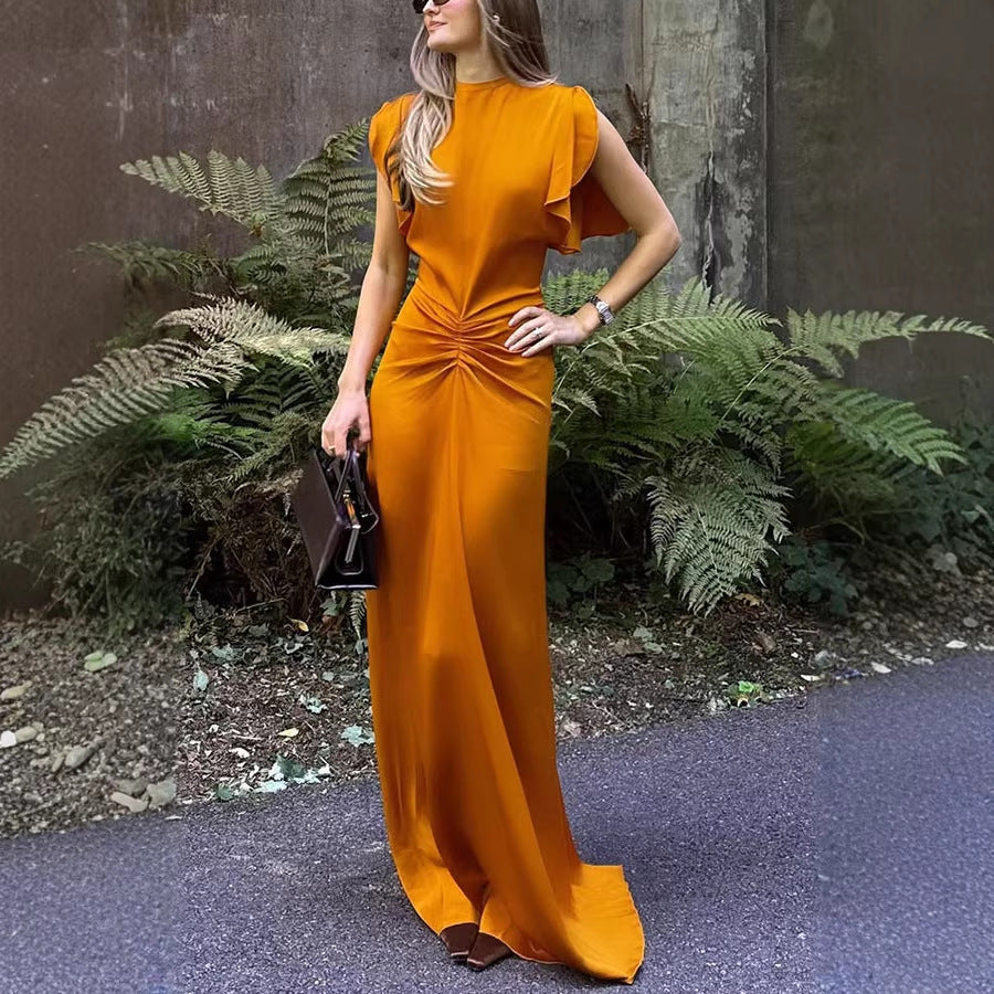 Running Environment Spring Summer Satin Lace-up Sleeveless Dress Casual Vacation Women Dress