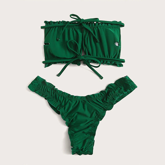 Bikini Lace up Split Swimsuit Women Beach Bikini