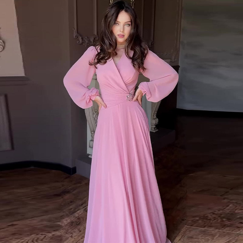 Summer Long Elegant Graceful Stitching Floral Waist Dress