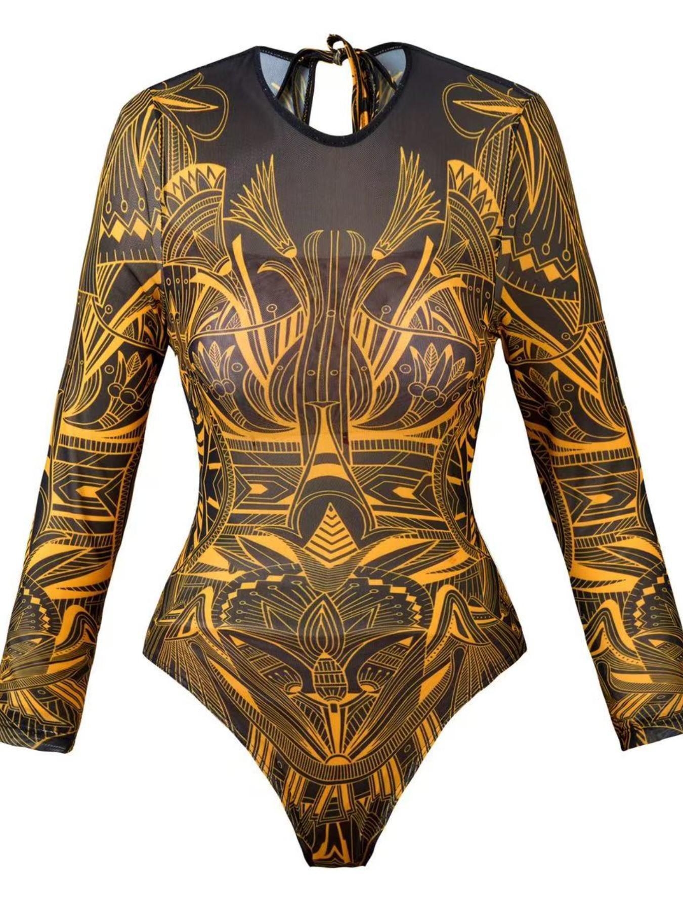 One Piece Swimsuit Women Sexy Retro Mesh Swimsuit Set Two Piece Set Long Sleeve One Piece Swimsuit Vacation Swimsuit