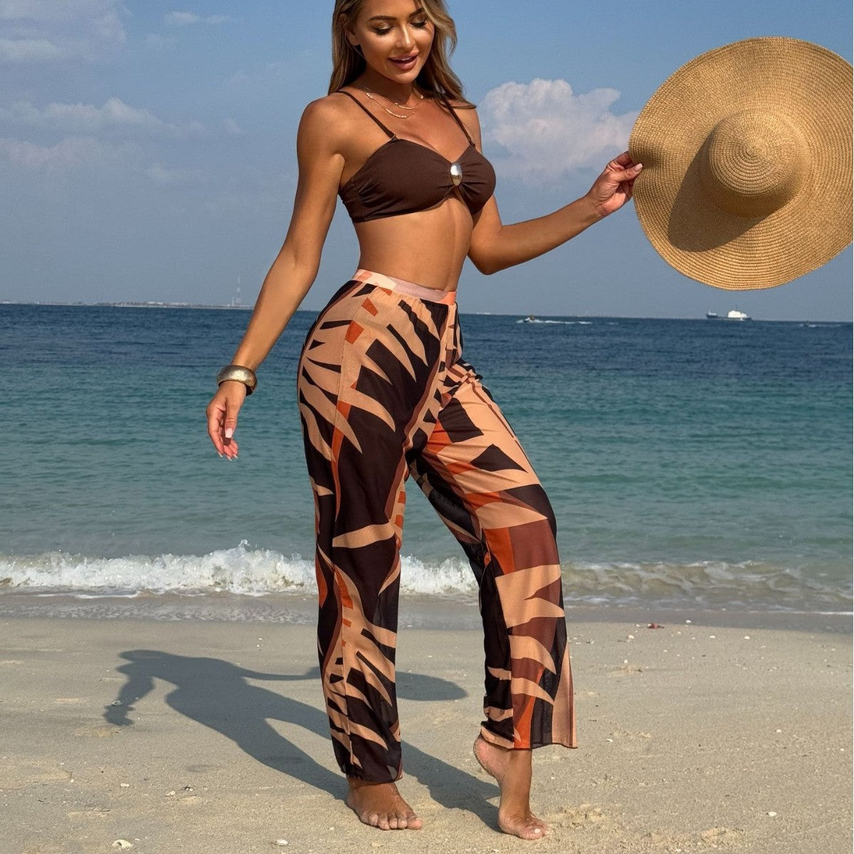 Beach Vacation Three Piece Swimsuit Women Bikini Bikini Swimsuit Outfit