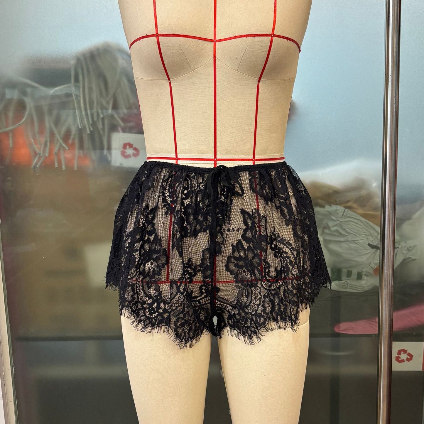 Women Sexy Lace See through Culottes Bow Tie Shorts