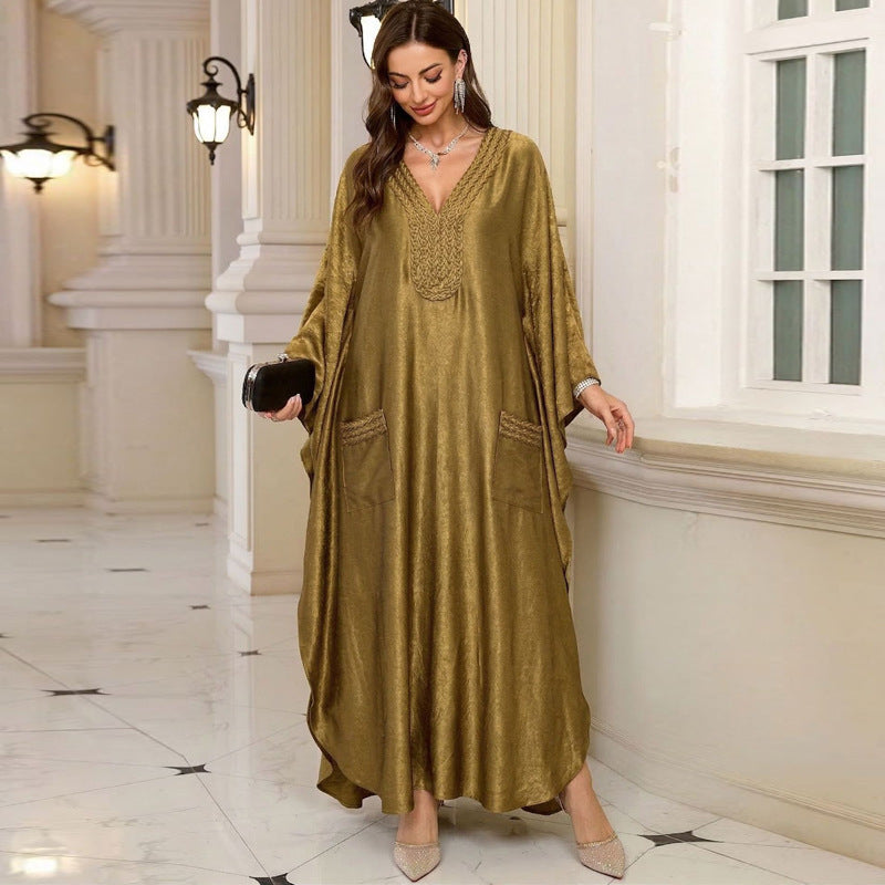 Gold Vacation Beach Coat Maxi Dress Women Loose Maxi Dress Swimsuit Blouse Sun Protective Clothing
