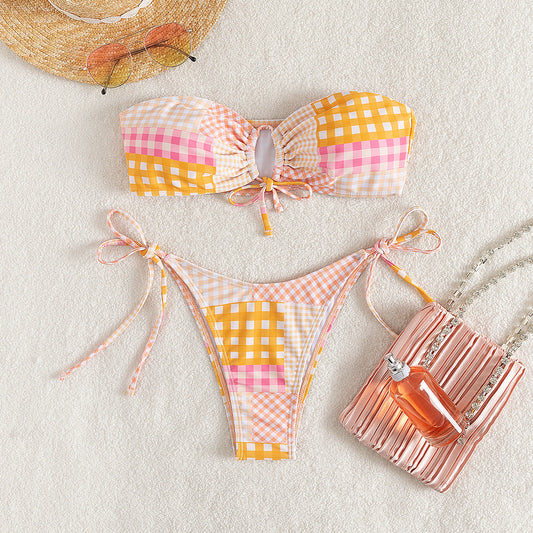 Swimwear Women Internet Popular Plaid Sexy Bikini Spring Holiday Grid Swimsuit