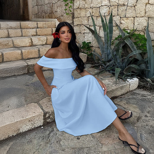 Women Spring Summer Dress Elegant Tube Top Maxi Dress
