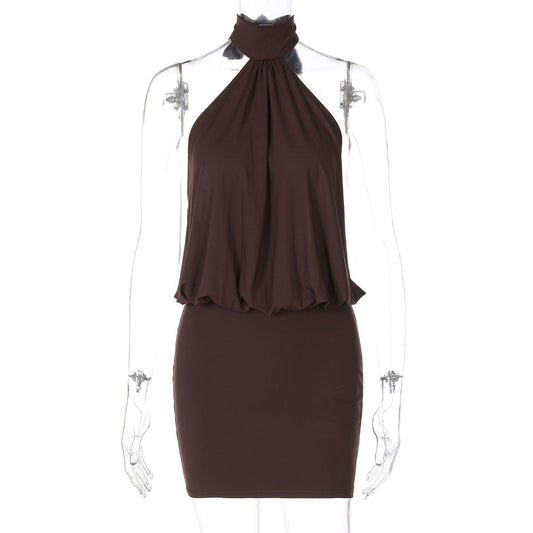 Women Clothing Summer Sleeveless Halter Bandage Sexy Backless Skinny Sheath Dress