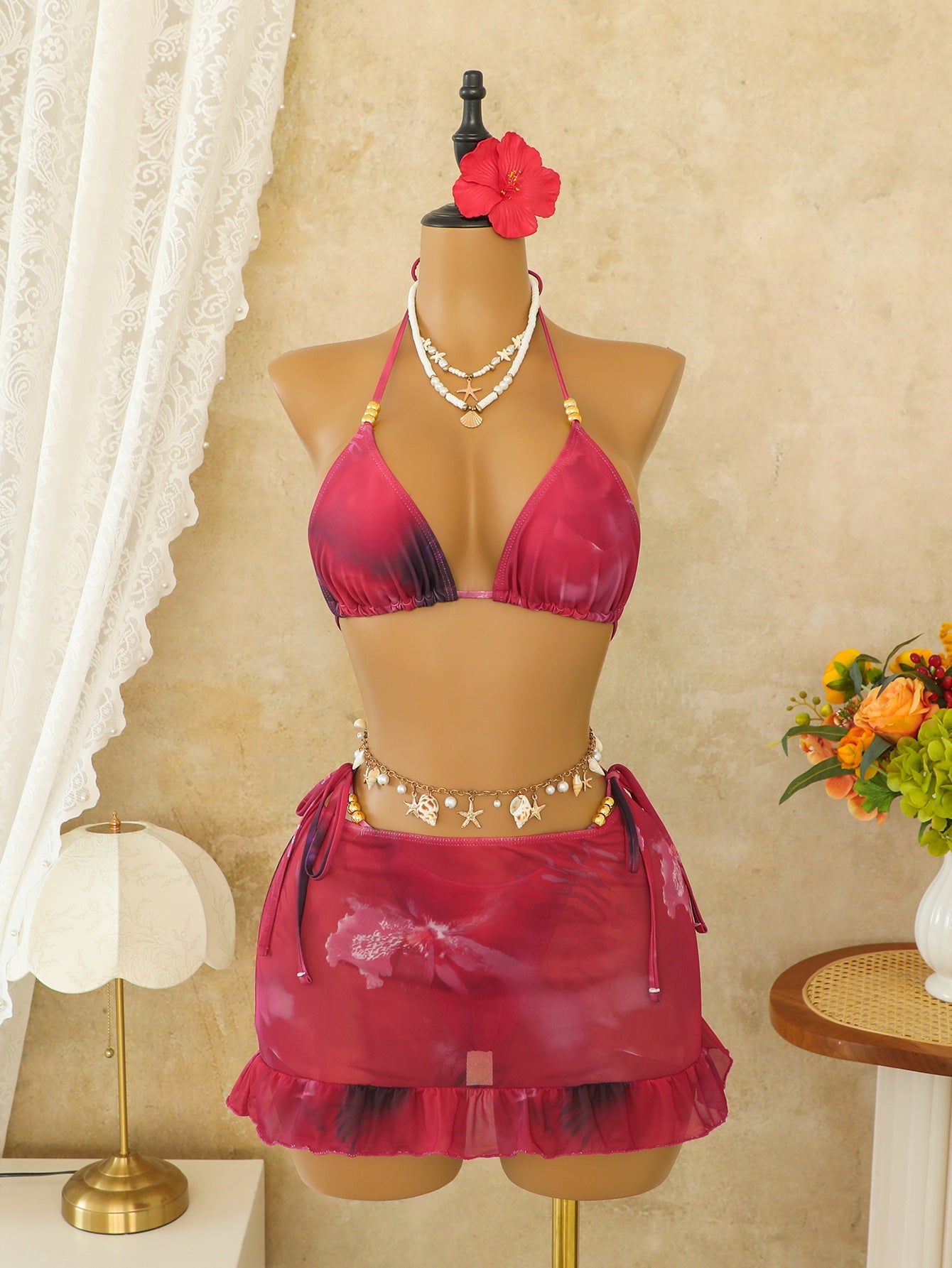 Sexy Swimsuit Women Split Bikin Bohemian Bikini Three Piece Set Swimwear Swimsuit