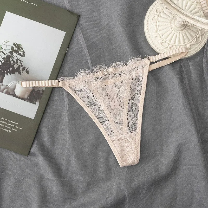 New Sexy Pink Women's Underwear Low-Waisted Sexy Thong Attractive Breathable Women Panties Bra Rhinestone Fashion Comfort Br