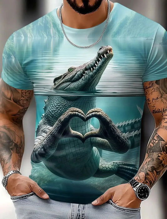 🦁 3D Animal Print Funny T-Shirt – Bold Summer Streetwear