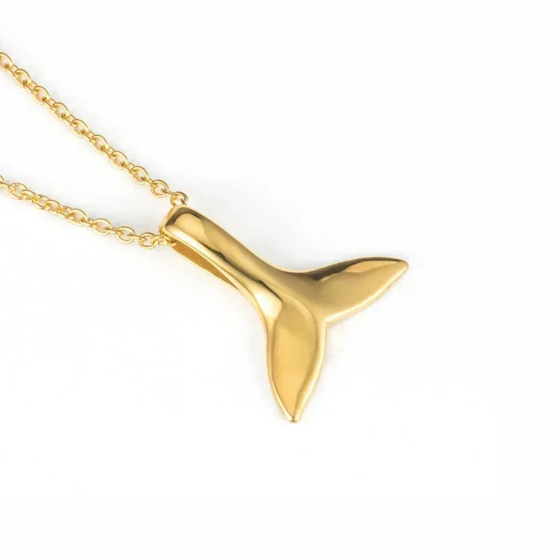 Dainty Gold Plated Mermaid Fish Tail Necklace For Women Summer Beach Jewelry Accessories