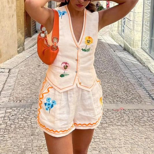 πΈ Vintage Floral Embroidered 2-Piece Summer Set