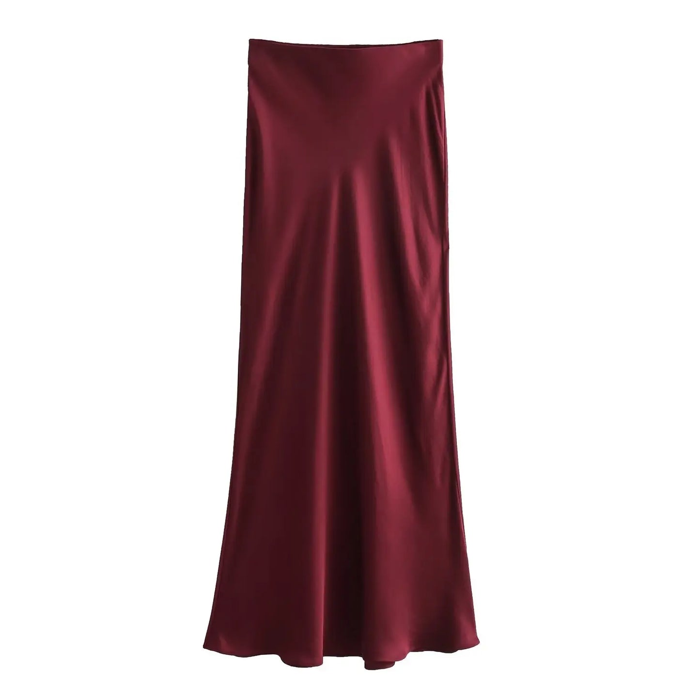 2026 New Women's European And American Style Fashion Silk Satin Texture High Waist Skirt Street Style Elegant Mid-length Skirt