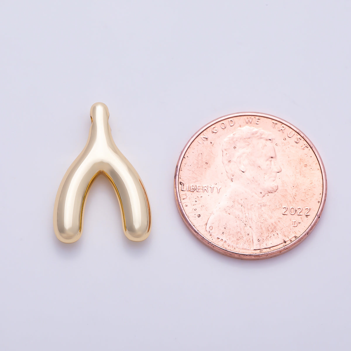 Stainless Steel PVD Gold 18mm Minimalist Lucky Wishbone Pendant in Gold & Silver | Charms-01582 Charms-01583