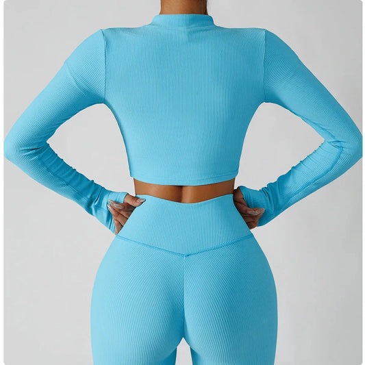 3-Piece Seamless Yoga Set β Jacket, Bra & Leggings