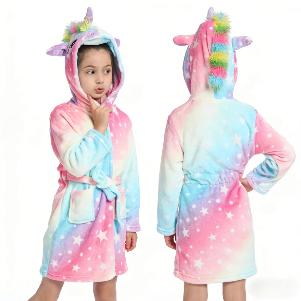 Children Bath Robes Flannel Winter Kids Sleepwear Robe Infant Pijamas Nightgown For Boys Girls Pajamas 1-11 Years Baby Clothes