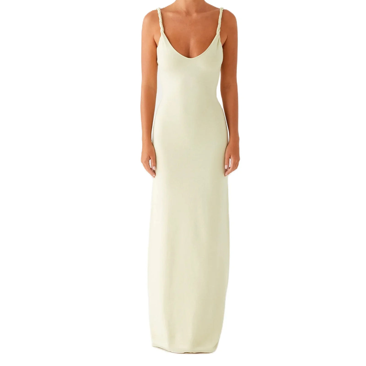 Women Sleeveless Summer Solid Color Twisted Straps Dresses V-Neck Backless Party Club Vacation Beach Long Dresses