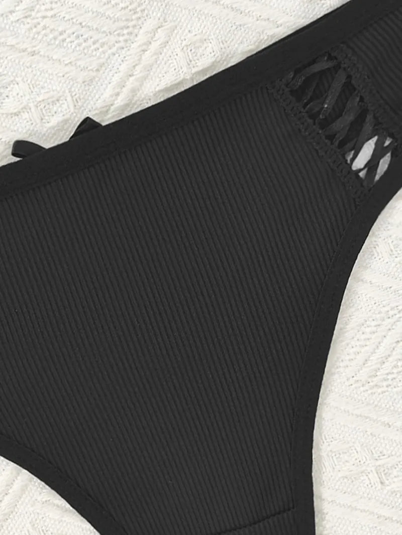 1pcs Women Low Rise Sexy Thongs Comfortable Bow New Fashion Bandage Female G-string Intimate Lingerie Solid T-back