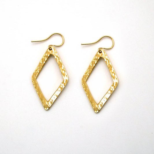 Hammered Diamond Brass Earrings | Wazi