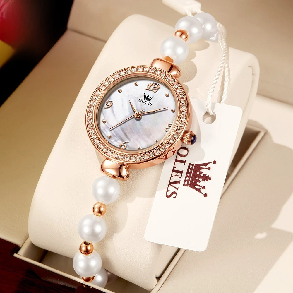 Women's Faux Pearl Bracelet Quartz Watch