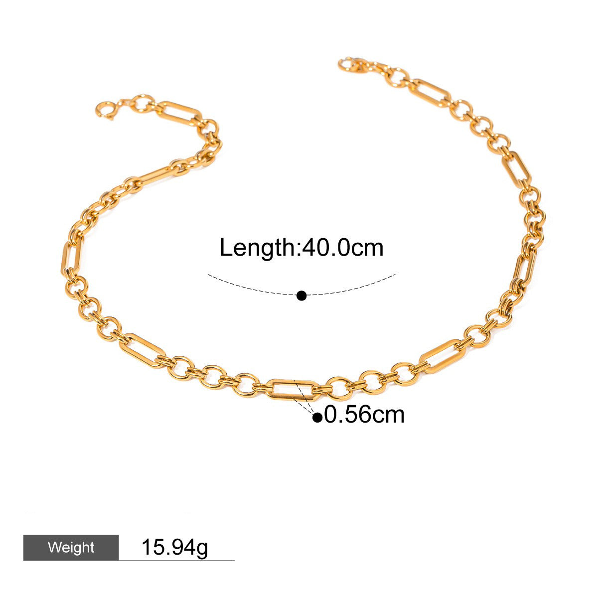 18K gold chain with gold and silver color matching design simple and elegant necklace